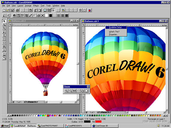 CorelDraw 6 on Windows 95.