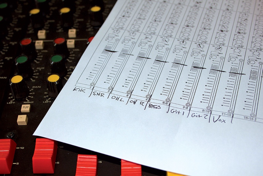 Analog studio recall sheet.