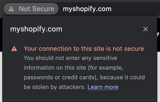 Chrome Security Warning